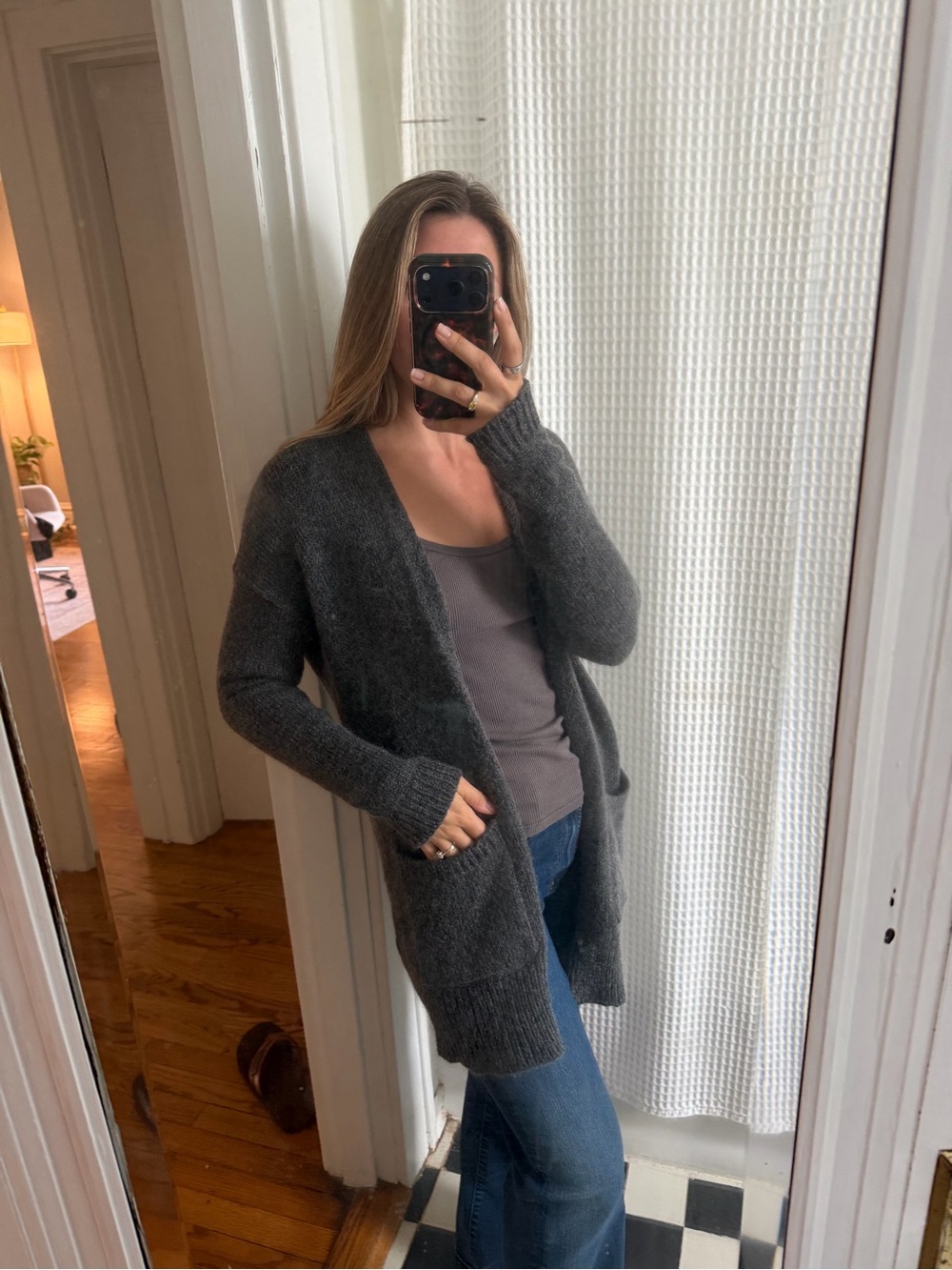 Eileen Fisher Dark Charcoal Open-Front Cardigan